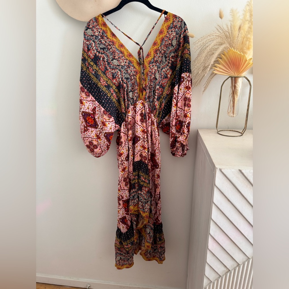 Umgee Vibrant Patchwork Long Sleeve Dress - Picture 6 of 7